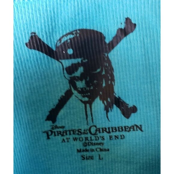 Pirates of the Caribbean Womens Size Large Blue Rib Knit Graphic Print Tank Top - Picture 4 of 5